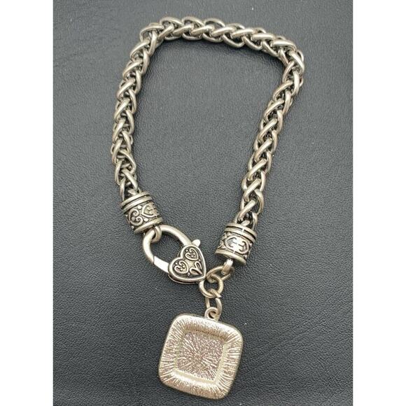 Silver Tone Celtic Knot Sisters Symbol Charm Rope Chain Bracelet w Rhinestones - Picture 3 of 4